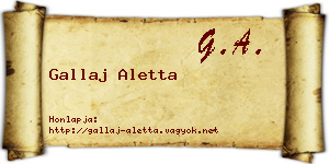 Gallaj Aletta névjegykártya